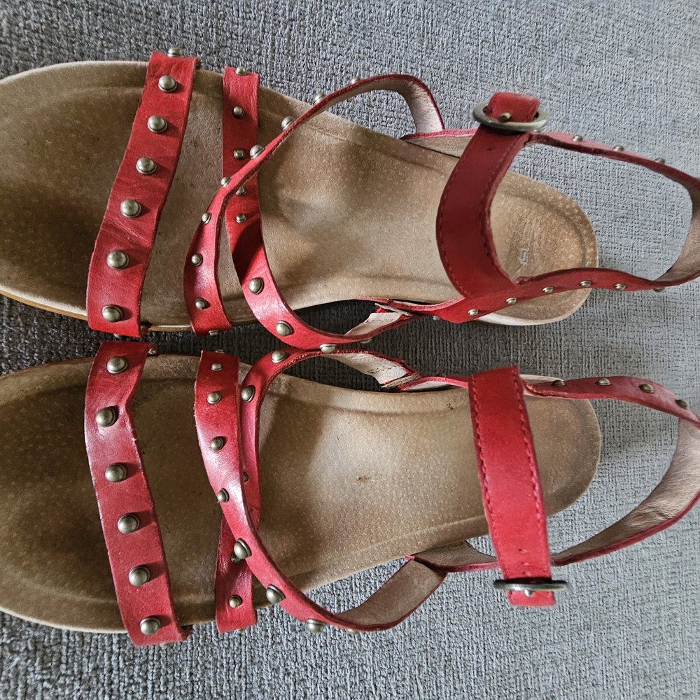 Dansko Vibrant Red Leather Sandals